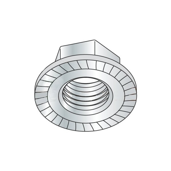 Newport Fasteners Serrated Lock Nut, 1/4"-20, Steel, Zinc Plated, 0.14 in Ht, 2000 PK 957839 - main